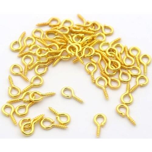 10x4.5 8x4mm Gold Silver Color Eyes Nail Screw Hooks Pearl Hooks Connector For Diy Jewelry Making Handmade Pendant Accessories