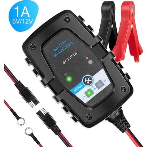 Lead Acid Battery Charger 6V 12V 1A Automatic Motorcycle Battery Agm Charger LED Indicators for AGM GEL VRLA Car Battery Charger