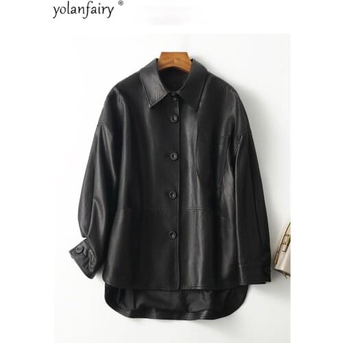 High Quality Genuine Leather Jacket Women 100% Sheepskin Coat Female Casual Black Jackets Spring Autumn 2021 Jaqueta Feminina Ph