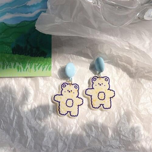 Summer Sweet Cute Bear Earrings for Women INS Korean Fashion Teen Girl Dating Animal Jewelry 2021 Trend Pendientes Wholesale