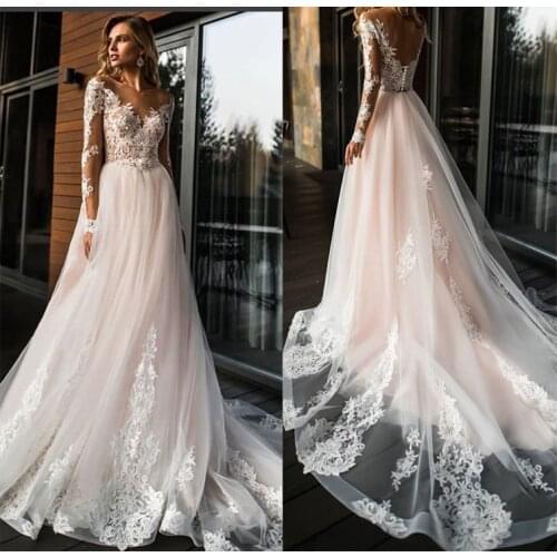 GY Elegant Appliques Lace Wedding Dress Simple A Line Bridal Dress V-Neck Sexy Romantic Sleeveless Floor Length Wedding Gowns