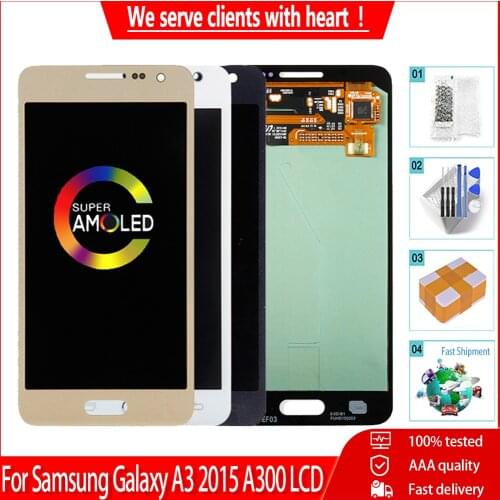 Orig AMOLED For Samsung Galaxy A3 2015 A300 A300F A300M A300FU LCD Display With Touch Screen Digitizer Assembly Replacement
