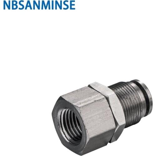 10pcs/lot PMFT 1/8 1/4 3/8 1/2 All Metal Brass Fitting Female Thread One Touch Pneumatic Fittings Bulkhead Connector Sanmin