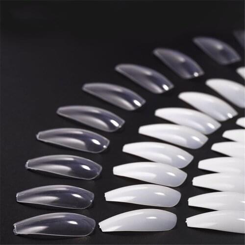 100/500/600pcs False Nails Display Tips Acrylic Ballerina Artificial Guide Capsule Stiletto Full Cover Fake Nail