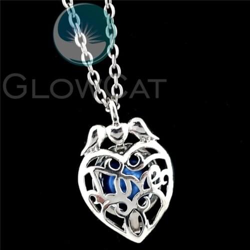 20*13mm Wing Heart Owl Beads Cage Pendant Perfume Diffuser Pearl Cage Locket Necklace R-K1238