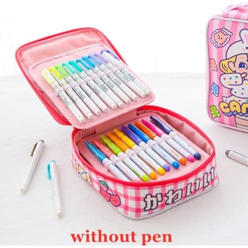 40 Holes PU Leather School Pencil Case Large Capacity Kawaii Colored Pencil Bag Box Multi-functional For Art Supplies Marker Pen