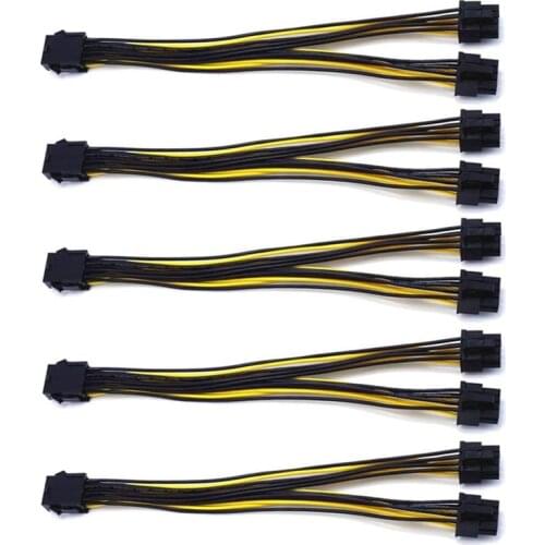 5-Pack PCI-E 8Pin to 2X 8 Pin (6+2) Power Splitter Cable for PCIE PCI Express Image Card Y - Splitter Extension Cable