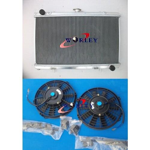 FOR 52MM NISSAN silvia S13 SR20DET 1989-1994 MT 90 91 92 93 Aluminum Radiator + FANS