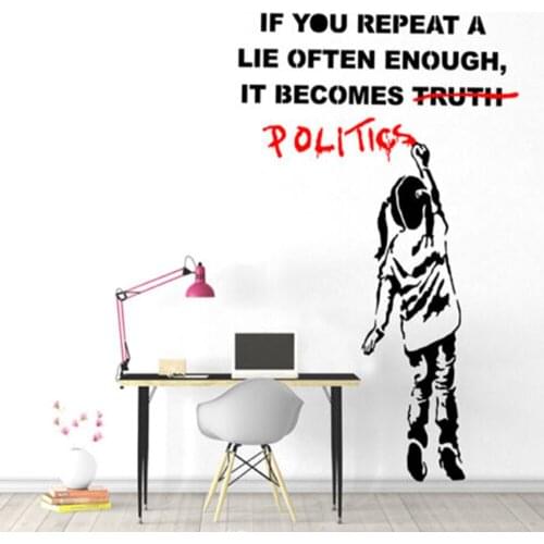 Banksy Politics Girl Wall Sticker Bedroom Playroom Graffitti Street Culture Politics Quote Girl Wall Decal Vinyl Decor