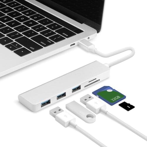 Batianda USB C HUB, 3 USB 3.0 & Card Reader Port Thunderbolt 3 Adapter for MacBook Pro Air / Samsung / Huawei With Type C Hub