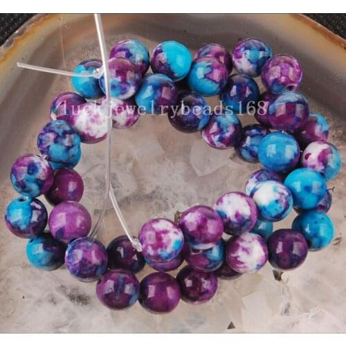Free shipping Women Fashion Jewelry 8mm Fashion Purple Sky Blue Jaspe Round Loose Beads 15.5" FG6276