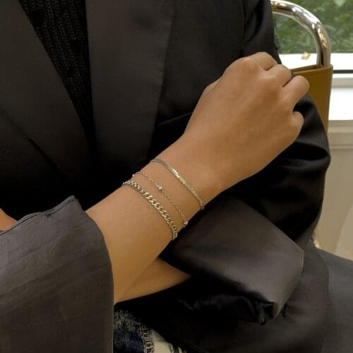 Ins Simple Personality Flat Snake Bone Multi-layer Suit Bracelet European and American Temperament Metal Chain Wedding Bracelet