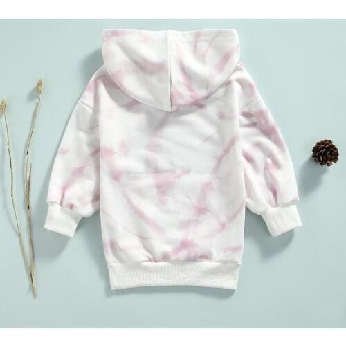 Children Tie-dye Hooded Sweatshirt, Girls Loose Fit Long Sleeve Pullover with Front Pocket 2021 New Fashion