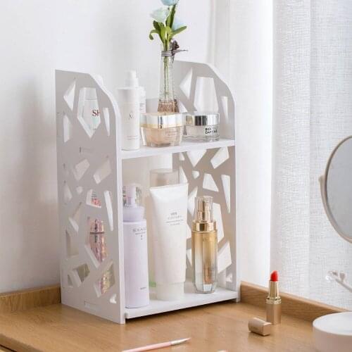 Home PVC Wooden Desktop Shelf Bookshelf Storage Rack Shelves Makeup Organizer Sundries Book Holder Kitchen Bathroom Organizer