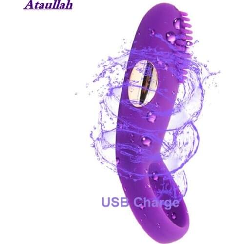 Ataullah Penis Delay Ejaculation Cock Vibrating Ring Dual Penetration G spot Stimulator Dildo Vibrator Sex Toys for Men ST064