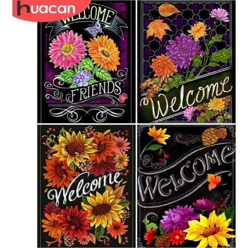 HUACAN Painting By Number Sunflower DIY Frame Canvas Hand Painted Home Decor Picture By Numbers Flower Blackboard Unique Gift