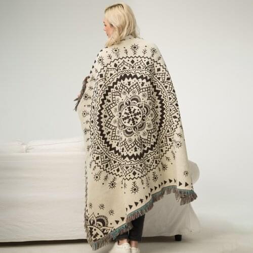 Jastie Retro Jacquard Floral Pattern Bohemian Shawl And Wraps Women Chic Tassel Casual Beach Sun Protection Shawls