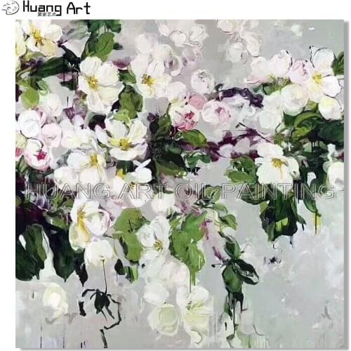 Handmade Impression Oil Painting on Canvas Modern Knife Flower Wall Painting for Living Room Decor Beautiful Flower Paintings