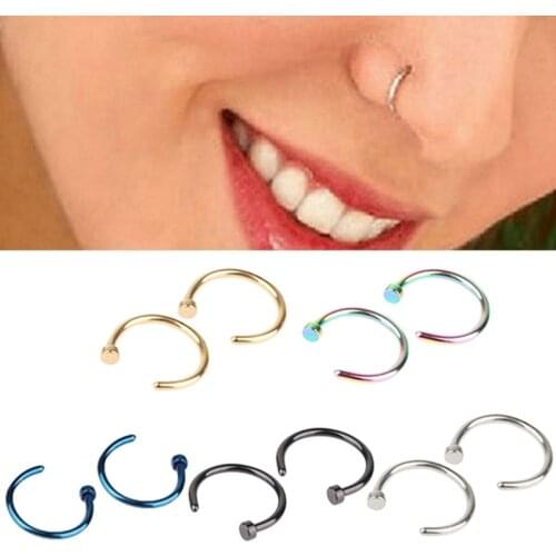 10pcs/pack Punk Clip On Fake Piercing Body Nose Lip Rings Unisex Nose Ring Women Septum Piercing Clip