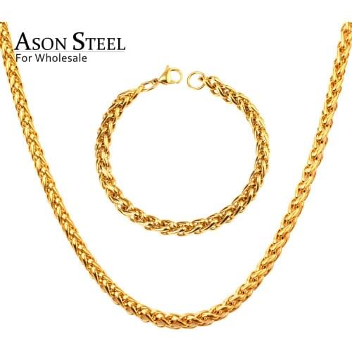 ASONSTEEL Women/Men Jewelry Set Stainless Steel Necklace Bracelet Sets Without Pendant Chain for Diy Jewelry Making Wholesale