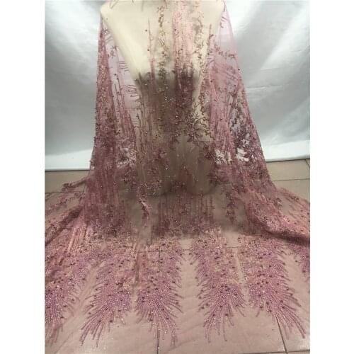 Pretty beaded embroidered tulle mesh lace fabric JRB-10211 high quality african net lace fabric