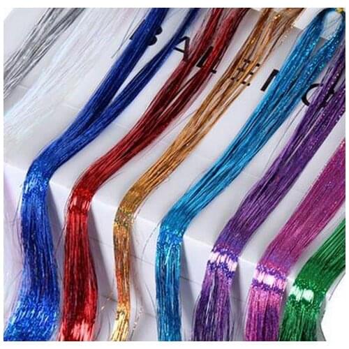 Colorful Metallic Glitter Tinsel Laser Fibre hair Wig Hair Extension Accessories Hairpiece party stage Wig Festive Supplies gift