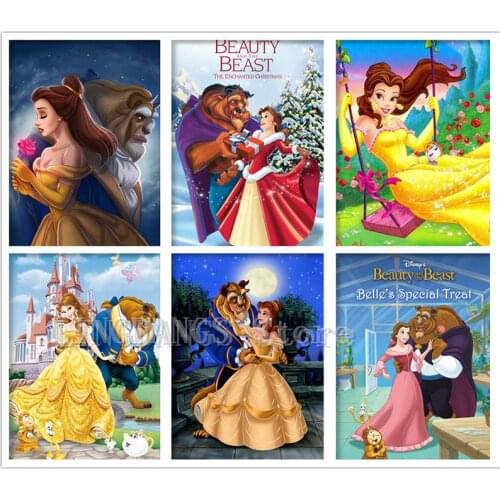 Beauty And The Beast 5D DIY Diamond Painting Disney Cartoon Movie Girl Full Drill Diamond Embroidery Mosaic Handmade Home Decor