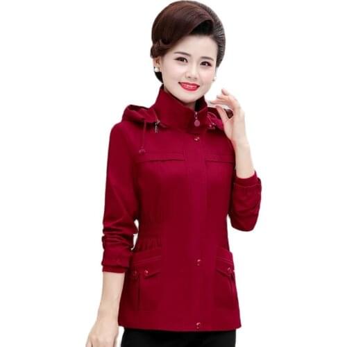 2021 Women Jackets Autumn New Womens Windbreaker Korean Fashion Waist Large Size Long Windbreaker Coat Female Hooded Jacket 5XL