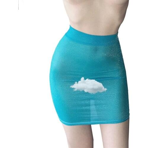Micro Skirt Body Transparent Shiny Lace High Waisted Hip Tight Mini Skirt Sexy Charming Clubwear Bodycon Skirts