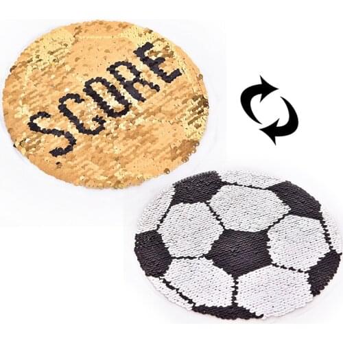 Football reversible change color sequins sew on patches DIY applique for clothes