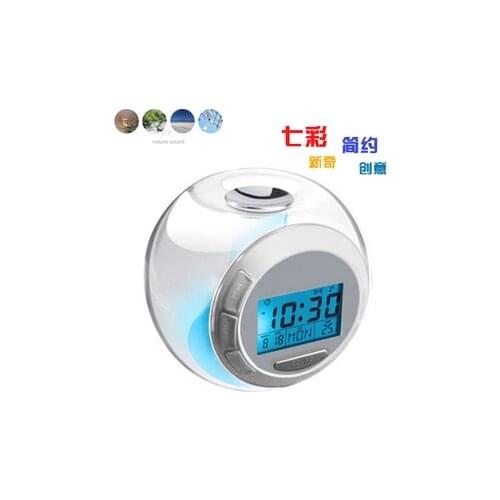 New Creative 7 Color Changing Light Alarm Clock Temperature Clock With Natural Sound