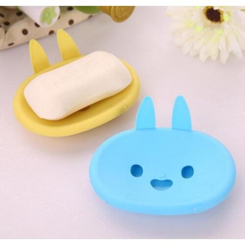 New Cute Cartoon Rabbit Shape Soap Box Bathroom Shower Plastic Soap Dishes Holder Bathroom Supplies LX8516