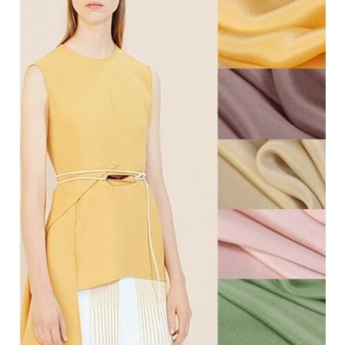 114CM Wide 30MM Solid Color Yellow Green Heavy Silk Crepe Fabric for Summer Dress Shirt Cheongsam Suit Pants E1398