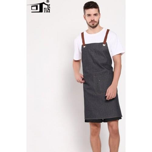 Original KEFEI High Quality Gifts Unisex Denim Apron Kitchen Work Apron Sink Cooking Aprons Men Coffee Shop Aprons