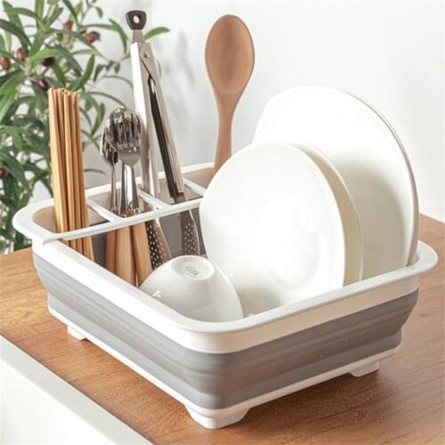 Portable Foldable Dish Rack Kitchen Storage Holder Bowl Drainer Tableware Plate Strainers Collapsible Dinnerware Organizer