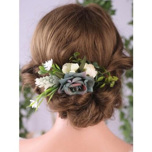 Retro Dark flower and Leaves Crown Mysterious Charm Hair Comb Party Ornament Wedding Bridal Headdress for women Decoration