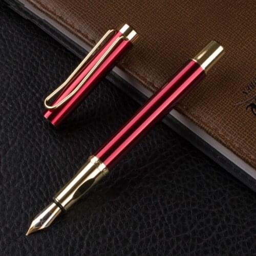 DIKA WEN 8010 Red Gold Clip Business ink Pen Luxury gift Office school office supplies Gifts Writing Metal Fountain Pen