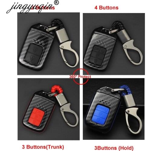 Jingyuqin Carbon Cover Silicone Remote Key Case for Honda CRV Accord Civic Fit Freed Vezel City Jazz HRV Double Protection