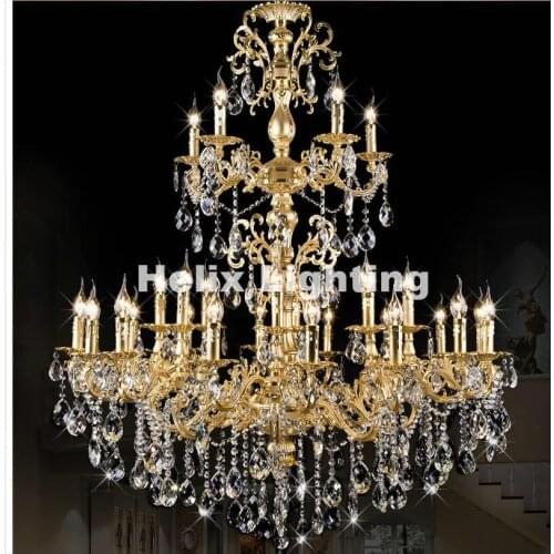 European-style Modern Golden Crystal Chandelier Light Golden Alloy Crystal Lighting With 29Arms D1200mm LED AC 100% Guaranteed