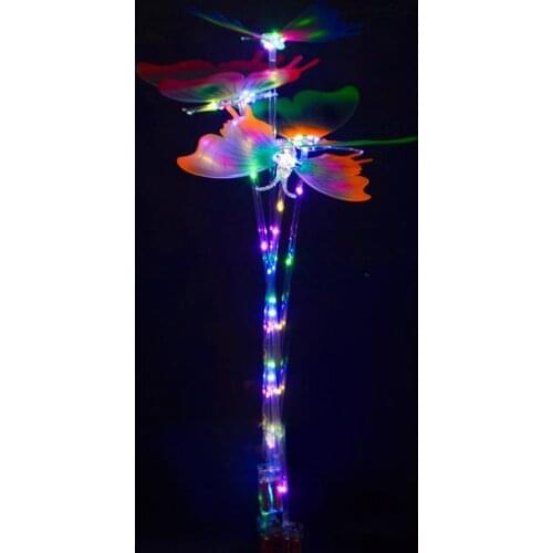 LED Changing Light Color Butterfly Stick Flashing Blinky Light Up Princess LED Wand Party Festival Decor Night Decoration