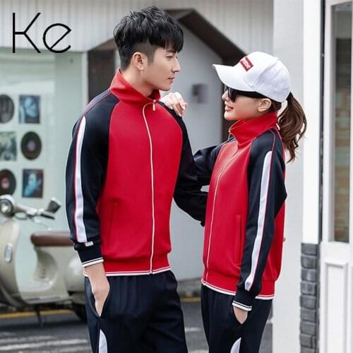 KE Spring autumn sport set suits white red black man and woman couples casual sports suits tracksuit men gym fitness women
