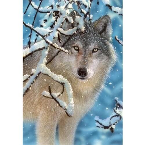 Diy 5d diamond mazayka snow wolf dimond painting full square/round drill animals embroidery rhinestone kit