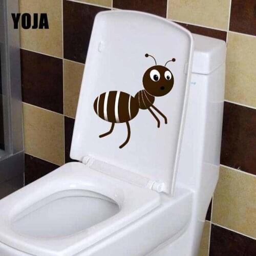 YOJA 17.7X22CM Funny Wall Sticker Toilet Decal Cute Cartoon Ants Kids Room Decoration T5-1406