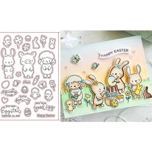 Shy Little Sheep Rabbit Piggy Chick Beautiful Plants Artistic Word Transparent Clear Stamps For DIY Scrapbooking Papers Crafts