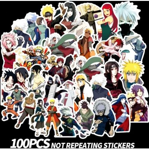 100PCS Cartoon Anime-NARUTO Waterproof Kids Adult Stickers Skateboard Suitcase Guitar Graffiti DIY Sticker Children Classic Toys