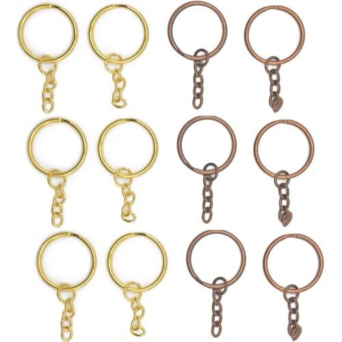 12PCS 25mm SPLIT RING METAL KEYRING 4 LINK FLAT CHAIN KEY FINDINGS BLANKS