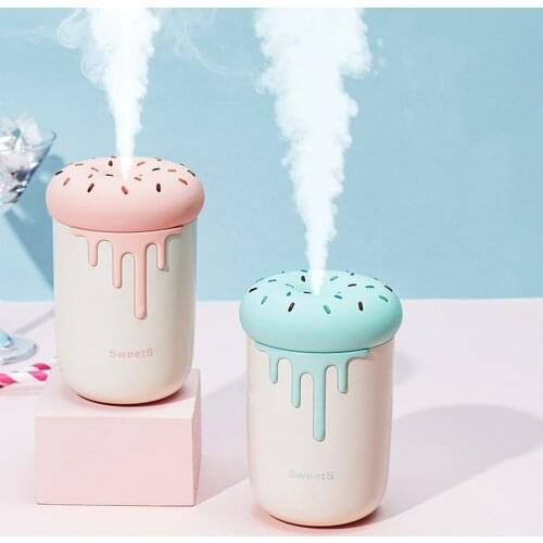 250ml Lovely Donut Air Humidifier USB Aromatherapy Diffuser with Romantic LED Lamp Ultrasonic Mini Car Water Mist Maker Atomizer