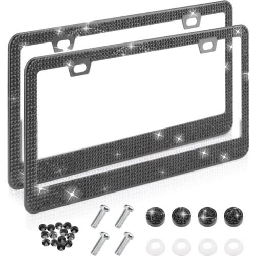 3 Colors US Model License Plate Frame Bling Crystal Women License Plate Frame License Cover Holder Rhinestone Car License Frame