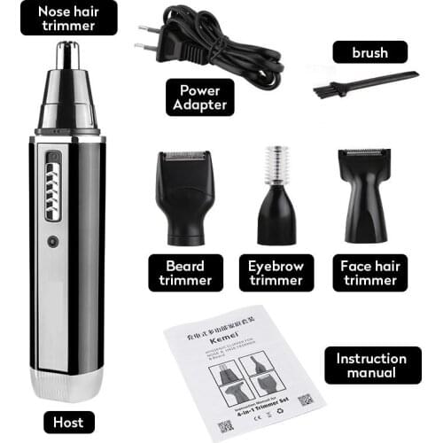 4-in-1 Electric Nose and Ear Trimmer Beard Hair Clippers Rechargeable Mens Razor Painless Trimming of Sideburns