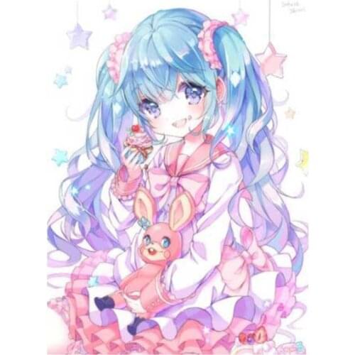 5D DIY Cartoon Anime Girl Diamond Painting Wall Sticker Mosaic Embroidery Home Decoration Painting Art Cross Stitch Kit FH555